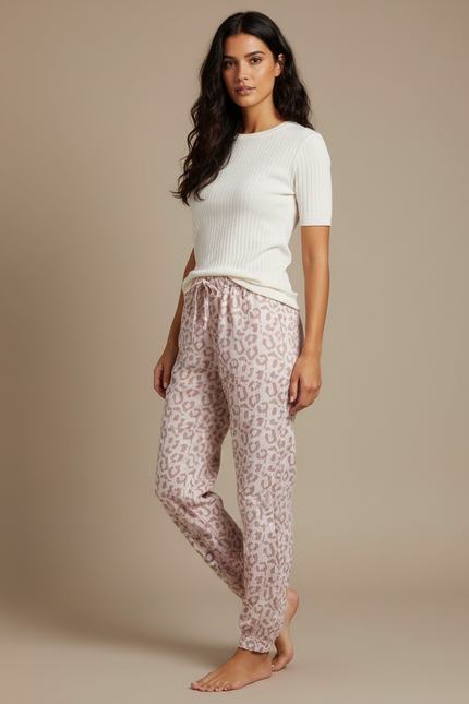 Pantalon Leopard Gaze De Coton - Imprimé