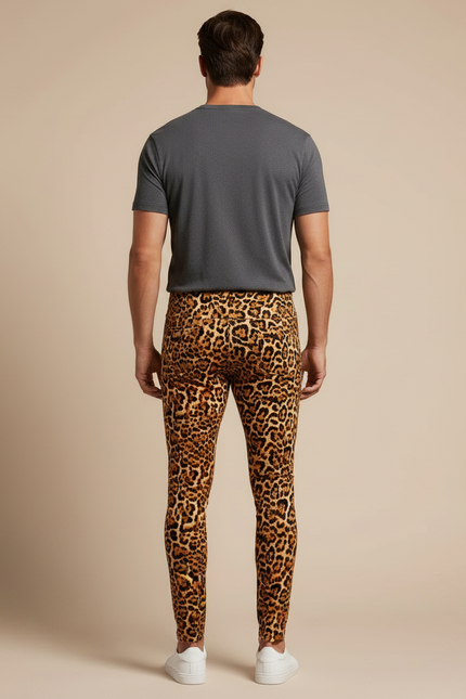 Pantalon Léopard Homme Imprimé Slim Fit Élastique Confortable - Polyester - vue 2