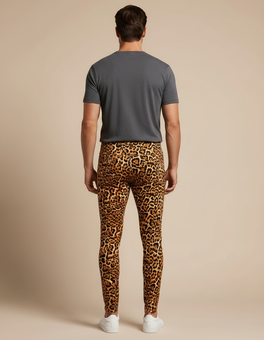 Pantalon Léopard Homme Imprimé Slim Fit Élastique Confortable - Polyester - vue 2