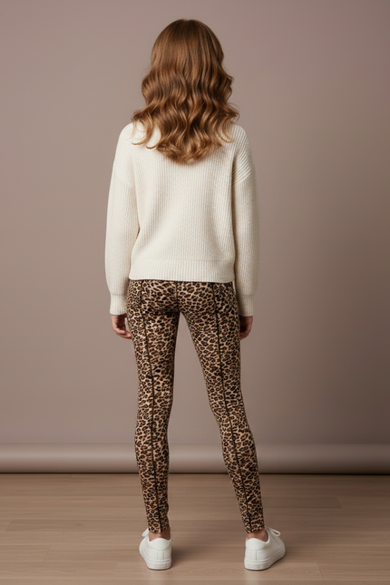 Pantalon Léopard Marron Imprimé Slim Fit Confortable - Polyester - vue 2