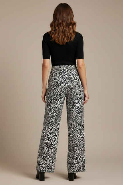 Pantalon Léopard Ample Imprimé Fluide Femme Élégant - Viscose - vue 2