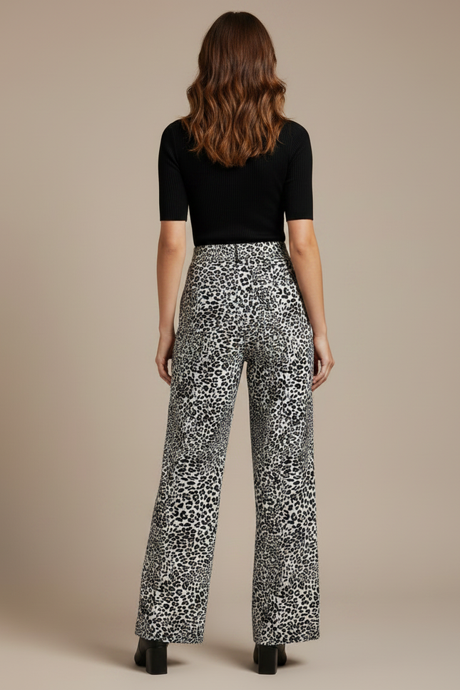 Pantalon Léopard Ample Imprimé Fluide Femme Élégant - Viscose - vue 2