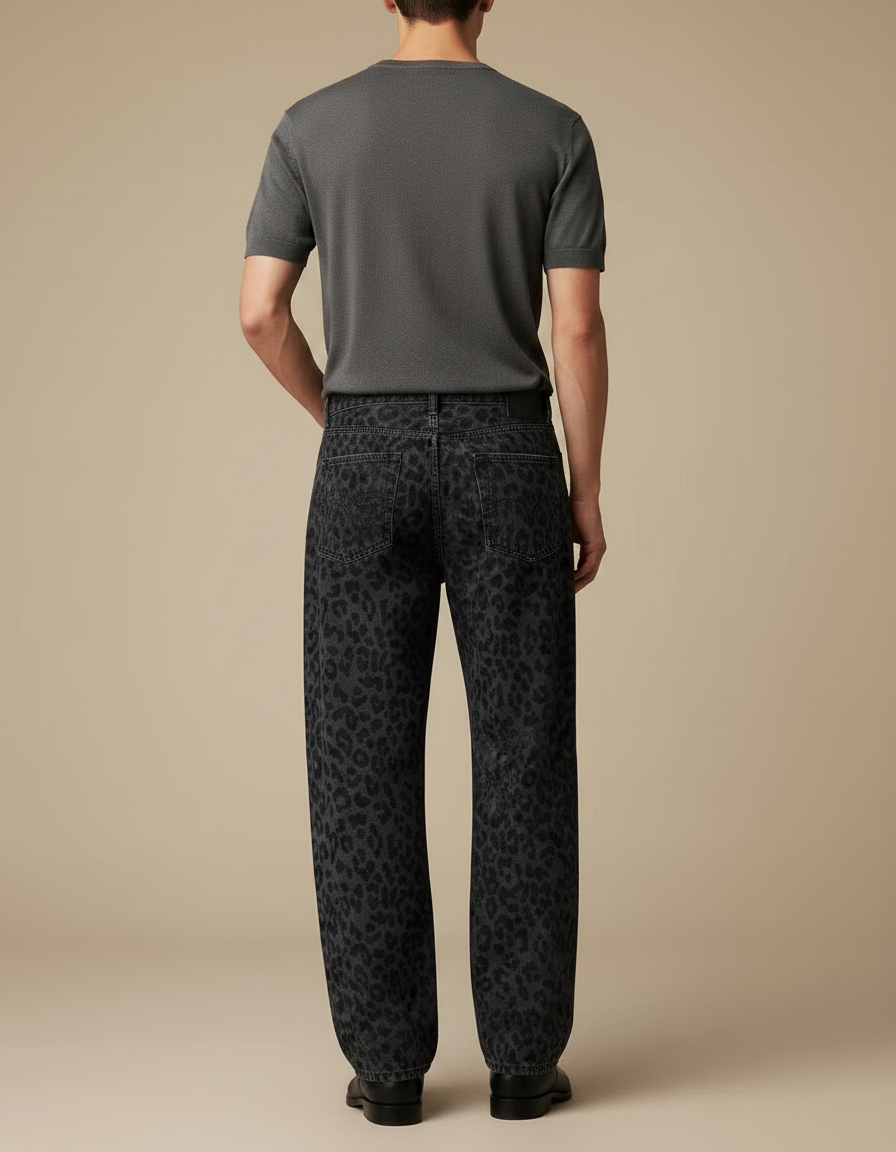 Pantalon Baggy Leopard - Imprimé Jean - vue 2