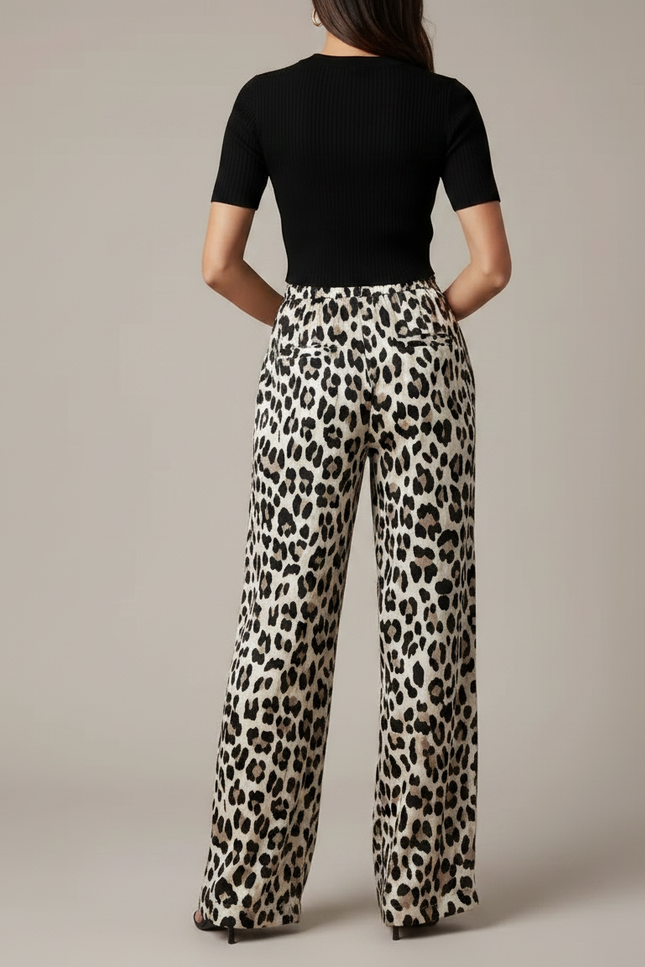 Pantalon Léopard Fluide Ample Imprimé Casual Femme - Viscose - vue 2