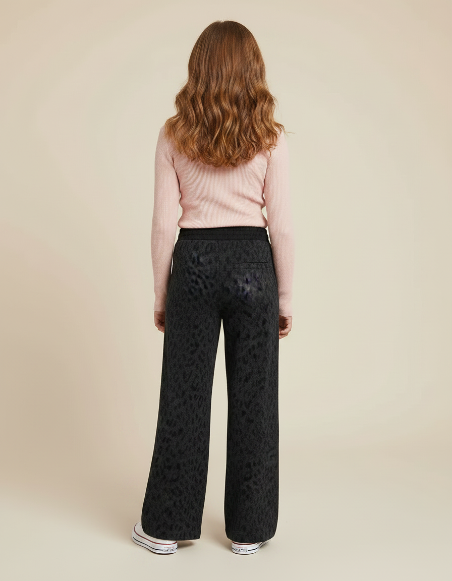 Pantalon Léopard Noir Ample Motif Discret Confortable - Molleton - vue 2