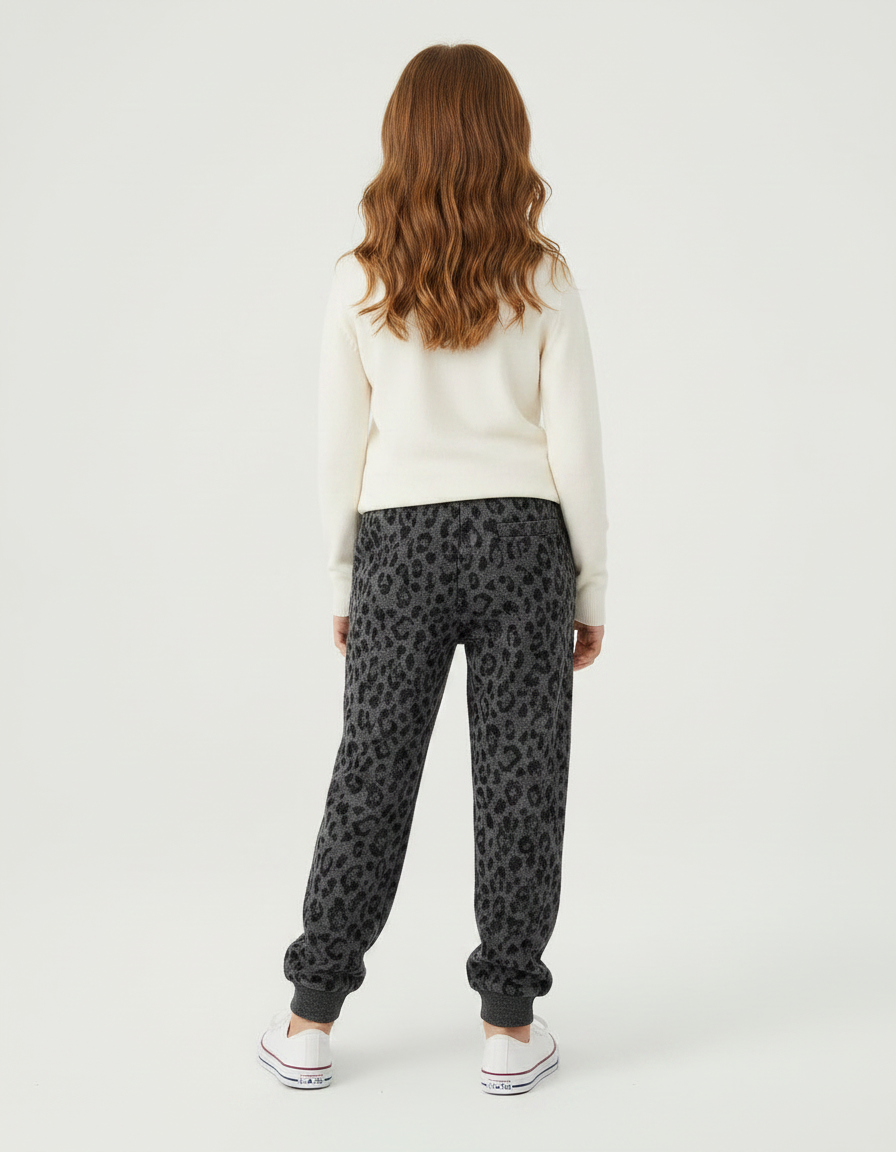 Pantalon Léopard Gris Confortable Imprimé Enfant - Molleton - vue 2