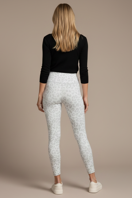 Pantalon Léopard Gris Blanc Moulant Sport Femme - Imprimé Polyester - vue 2