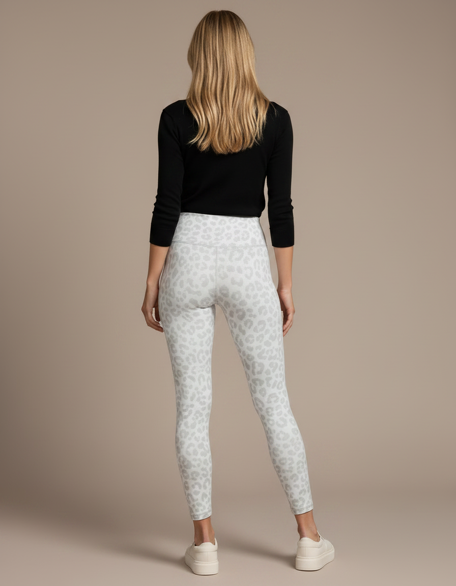 Pantalon Léopard Gris Blanc Moulant Sport Femme - Imprimé Polyester - vue 2
