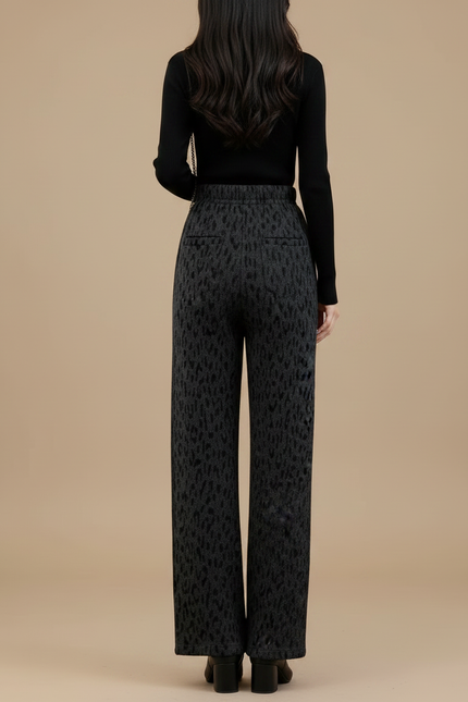 Pantalon Léopard Ample Épais Molleton Imprimé Hiver Femme - vue 2