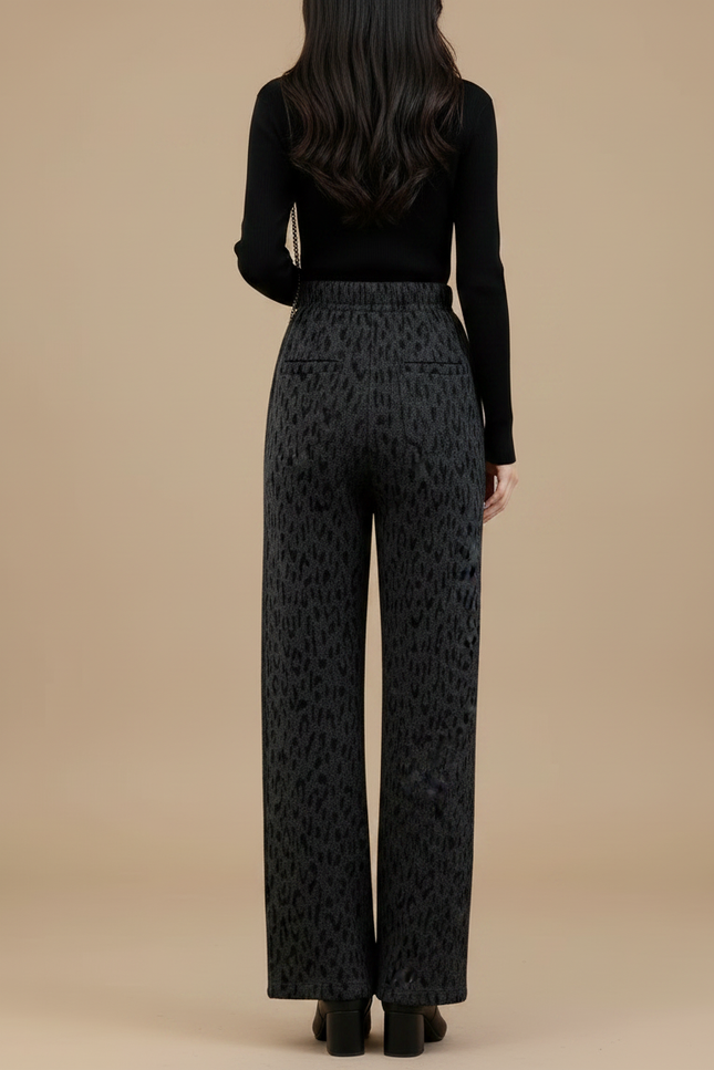 Pantalon Léopard Ample Épais Molleton Imprimé Hiver Femme - vue 2