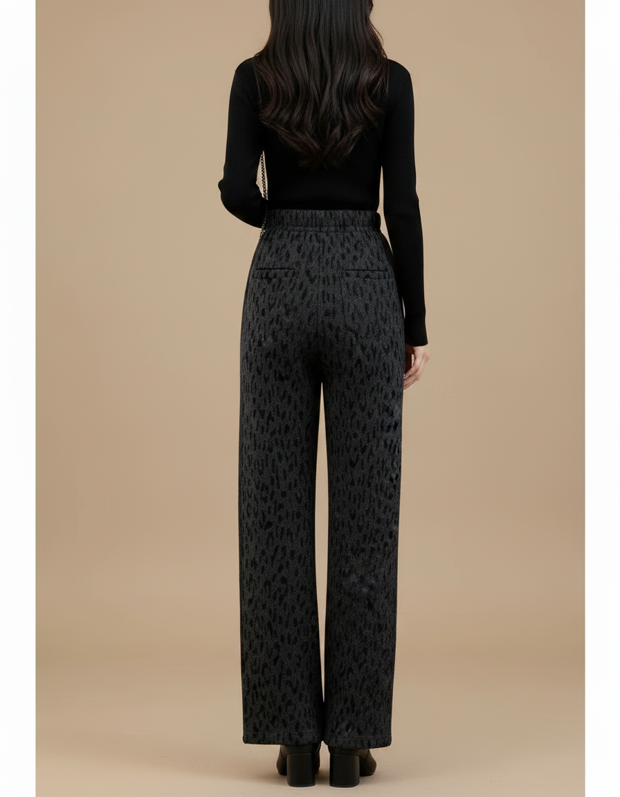 Pantalon Léopard Ample Épais Molleton Imprimé Hiver Femme - vue 2
