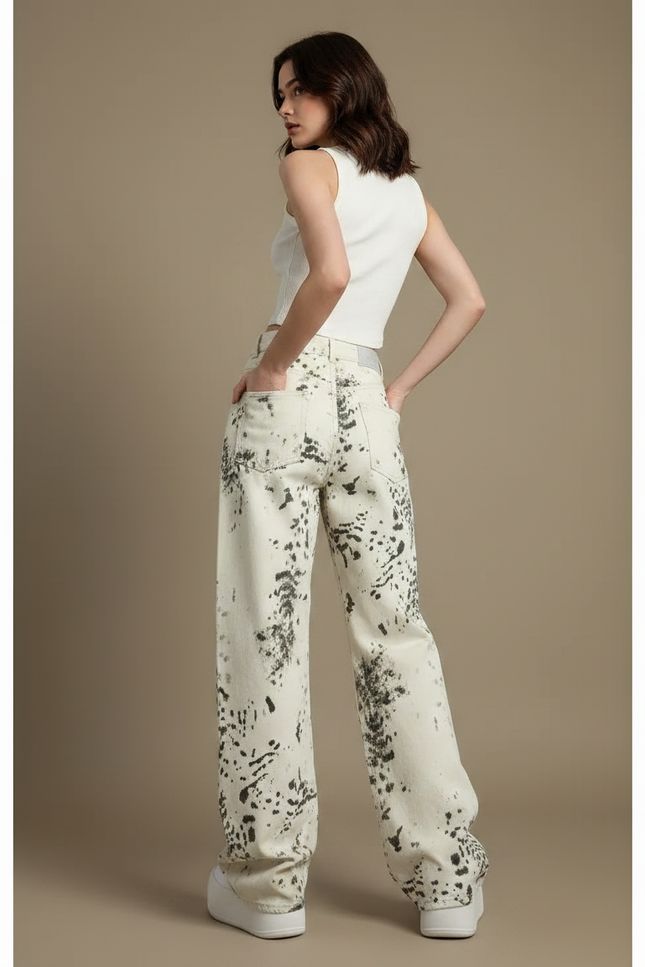 Pantalon Léopard Ample Imprimé Décontracté Taille Haute - Jean - vue 2