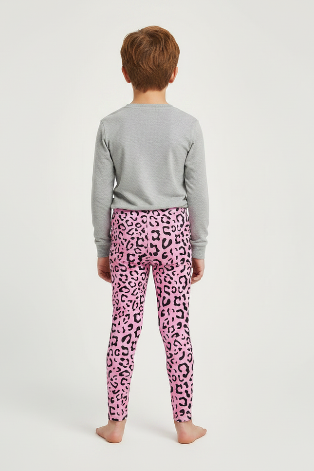 Pantalon Léopard Rose Noir Enfant Slim Confortable - Maille - vue 2