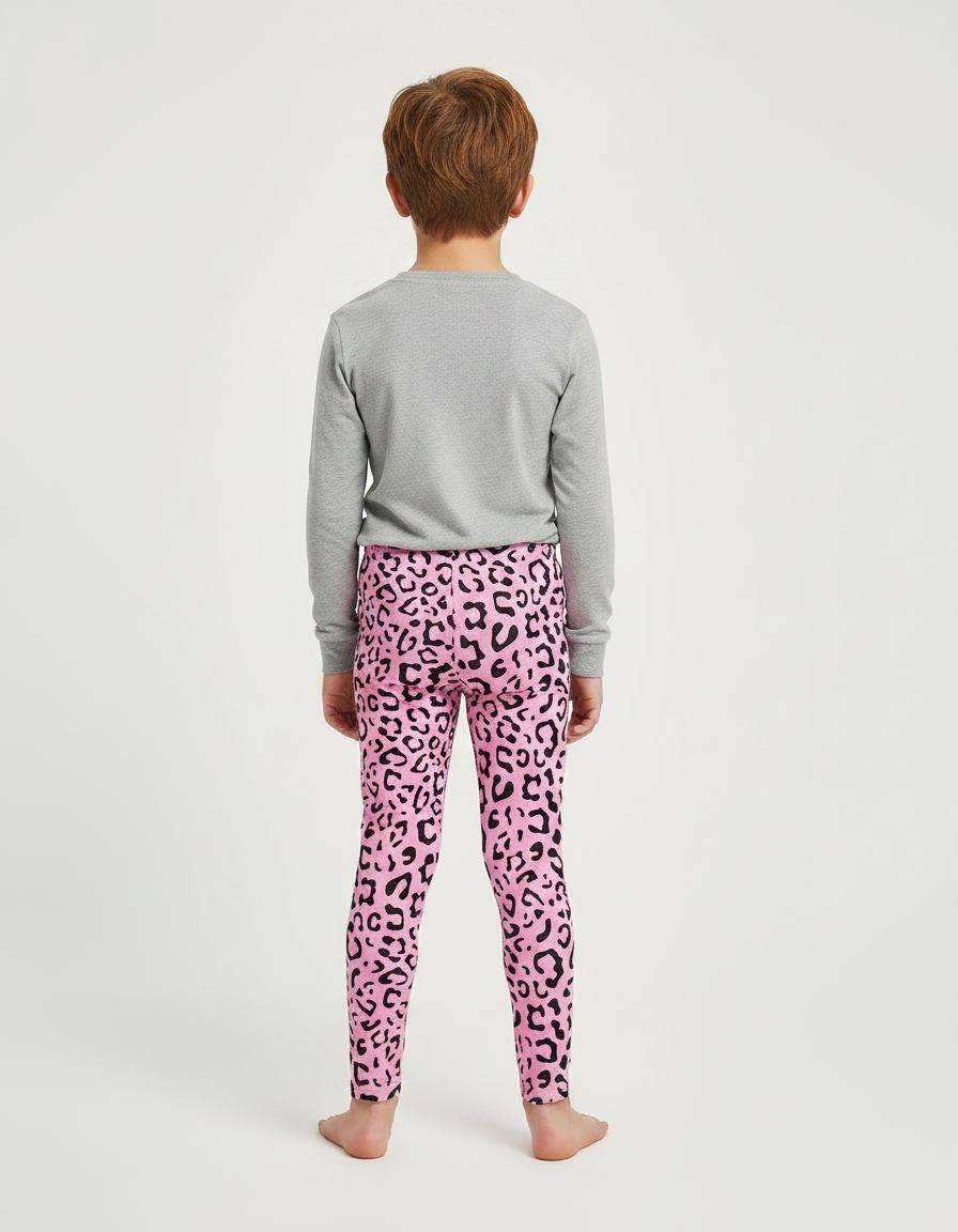 Pantalon Léopard Rose Noir Enfant Slim Confortable - Maille - vue 2