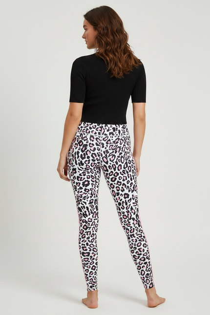 Pantalon Léopard Rose Blanc Noir Imprimé Moulant Fitness - Polyester - vue 2