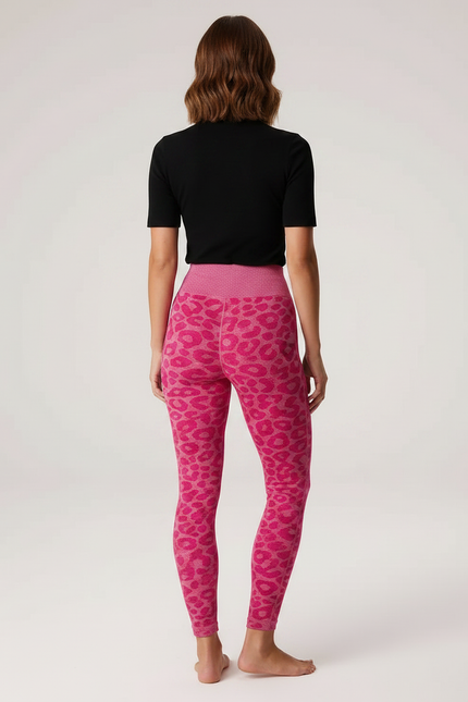 Pantalon Léopard Rose Moulant Fitness Seamless Animal - Maille - vue 2