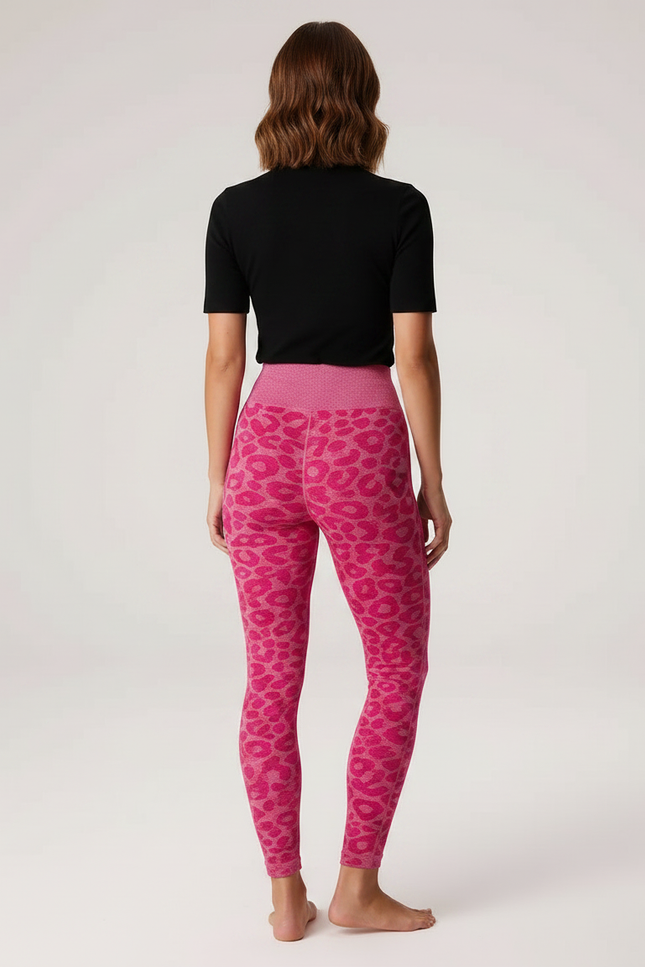 Pantalon Léopard Rose Moulant Fitness Seamless Animal - Maille - vue 2