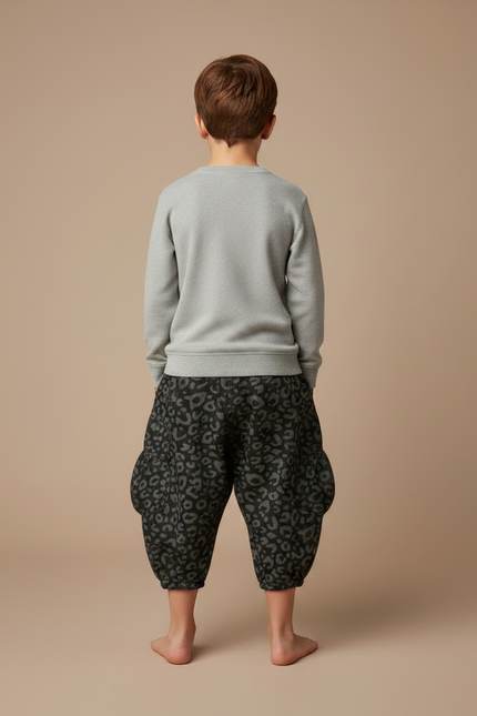 Pantalon Léopard Ample Imprimé Harem Garçon - Gris Molleton - vue 2