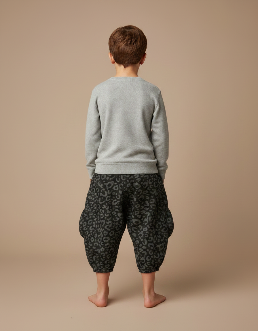 Pantalon Léopard Ample Imprimé Harem Garçon - Gris Molleton - vue 2