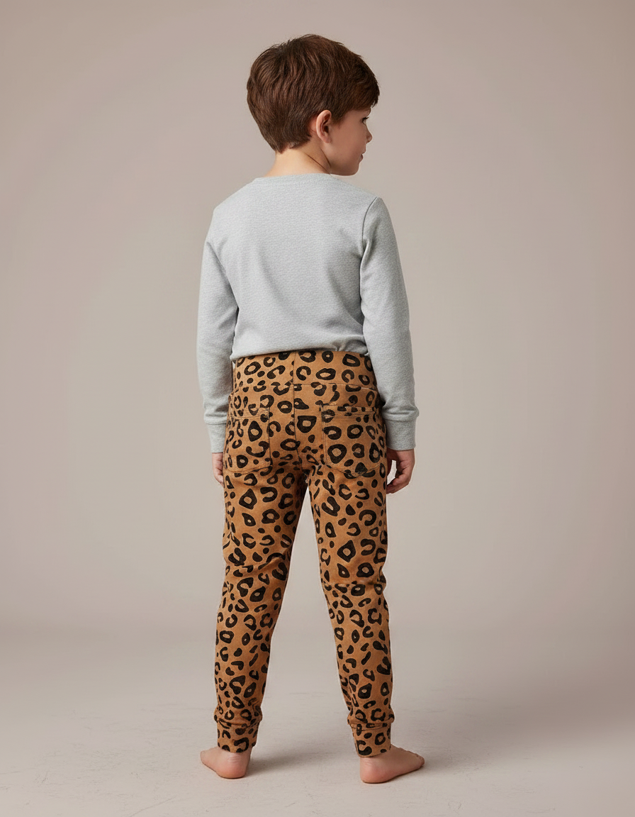 Pantalon Léopard Marron Enfant Coton Imprimé - Molleton - vue 2