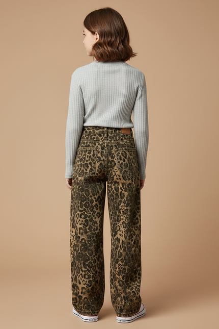 Pantalon Léopard Ample Imprimé Marron Fille Décontracté - Jean - vue 2