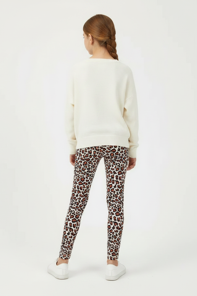 Pantalon Léopard Marron Stretch Imprimé Enfant Slim Fit - Polyester - vue 2