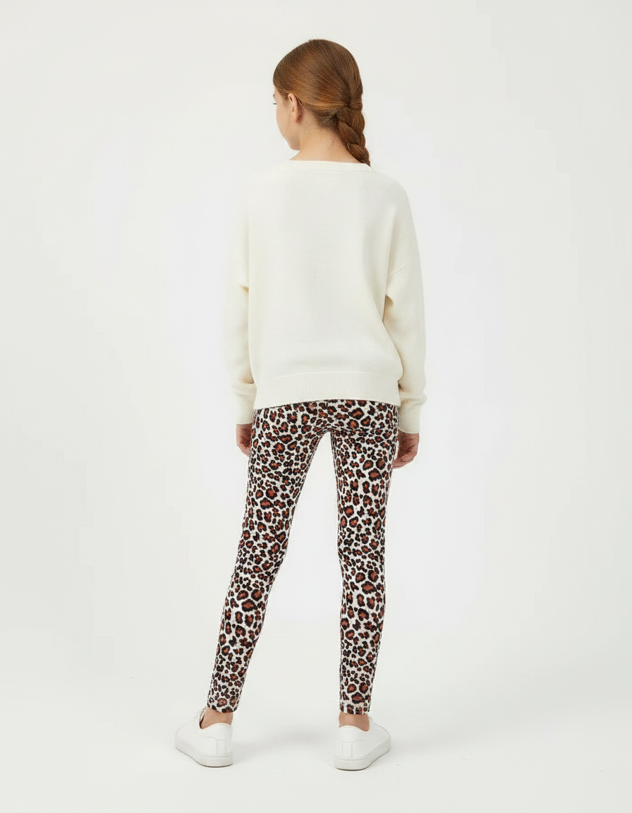 Pantalon Léopard Marron Stretch Imprimé Enfant Slim Fit - Polyester - vue 2