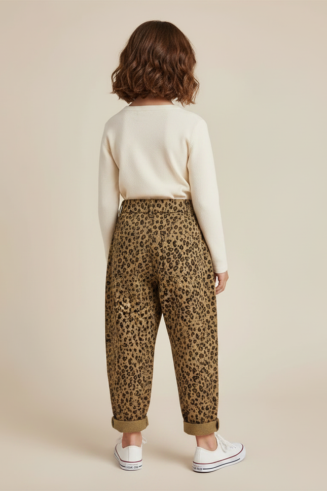 Pantalon Léopard Marron Ample Coton Enfant - vue 2
