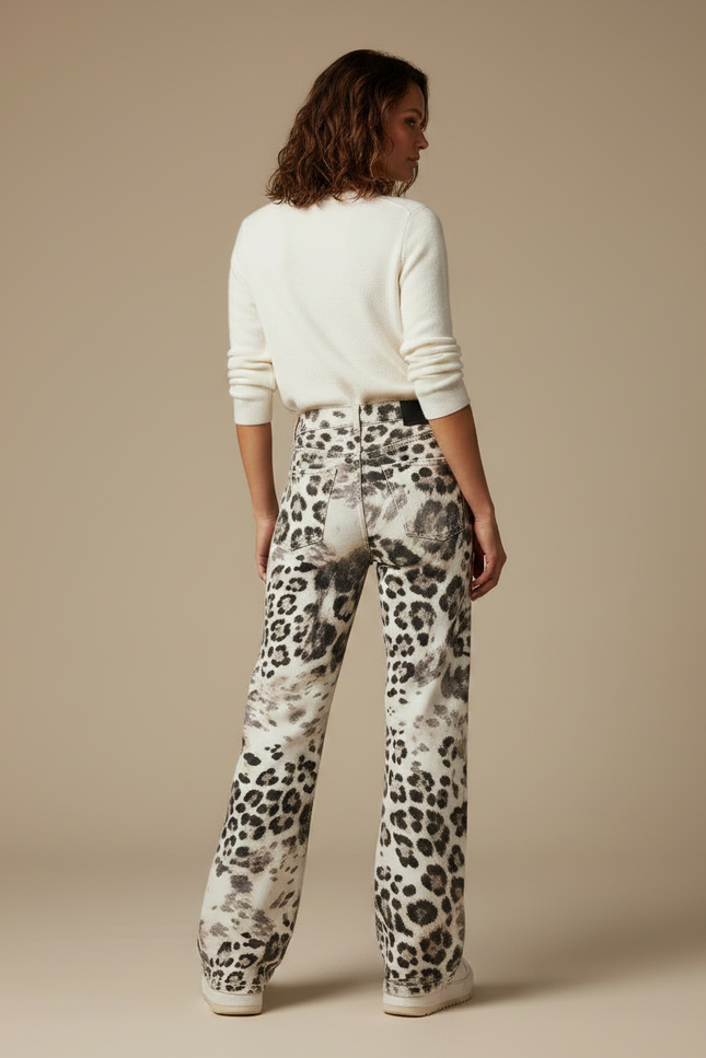 Pantalon Léopard Ample Imprimé Délavé Vintage Streetwear - Jean - vue 2