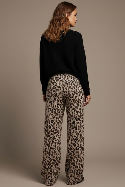 Pantalon Léopard Ample Velours Imprimé Décontracté Femme - Maille - vue 2