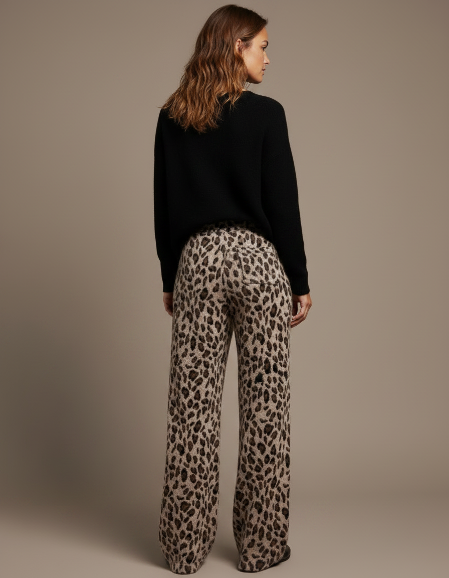 Pantalon Léopard Ample Velours Imprimé Décontracté Femme - Maille - vue 2