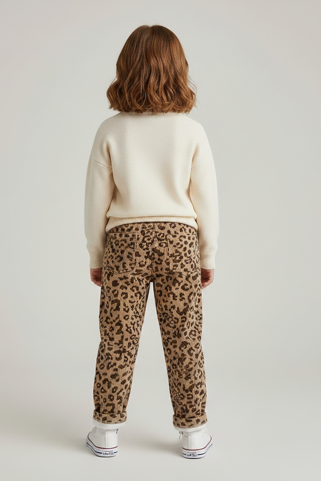 Pantalon Velour Leopard - Camel Cordé - vue 2