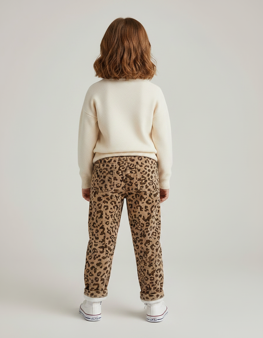 Pantalon Velour Leopard - Camel Cordé - vue 2