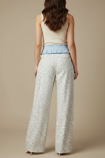 Pantalon Léopard Gris Ample Imprimé Fluide Femme - Viscose - vue 2