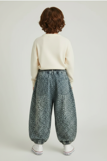 Pantalon Léopard Denim Ample Imprimé Harem Enfant - Jean - vue 2