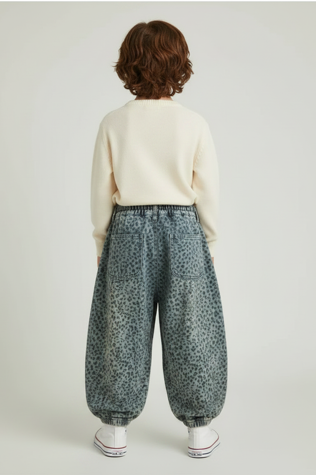 Pantalon Léopard Denim Ample Imprimé Harem Enfant - Jean - vue 2