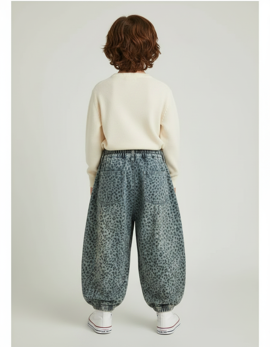 Pantalon Léopard Denim Ample Imprimé Harem Enfant - Jean - vue 2