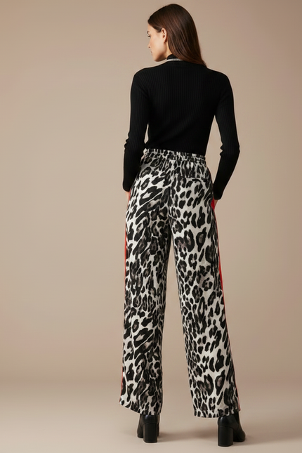 Pantalon Léopard Fluide Bande Rouge Ample Chic - Imprimé Viscose - vue 2