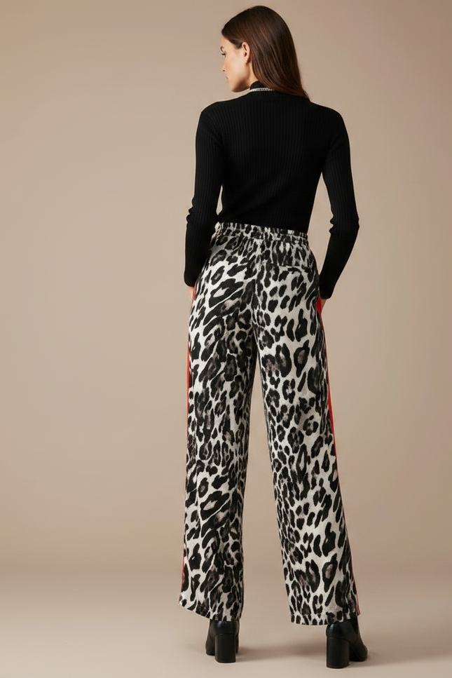 Pantalon Léopard Fluide Bande Rouge Ample Chic - Imprimé Viscose - vue 2