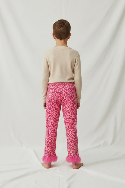 Pantalon Léopard Rose Fourrure Enfant Ample Confortable - Molleton - vue 2