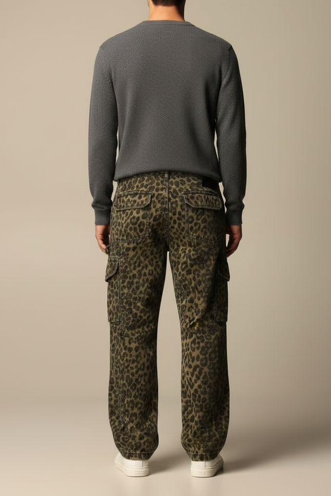 Pantalon Léopard Cargo Ample Imprimé Streetwear Homme - Toile - vue 2