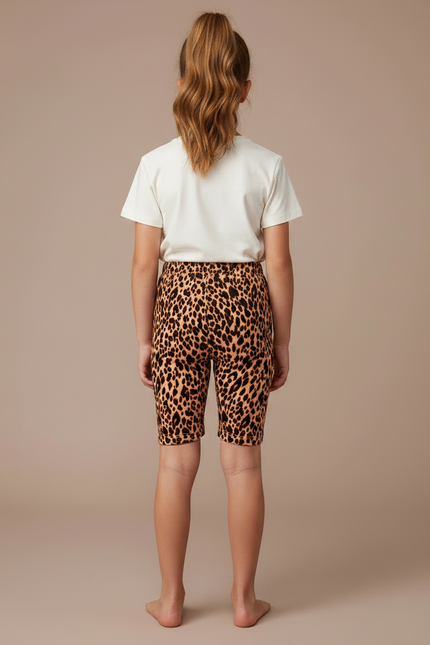 Pantalon Léopard Court Imprimé Fille Élastique Confortable - Maille - vue 2