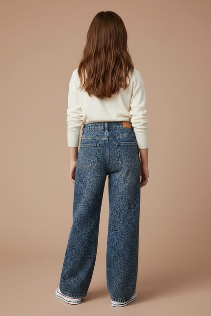 Pantalon Léopard Denim Ample Imprimé Fille Hiver - Jean - vue 2