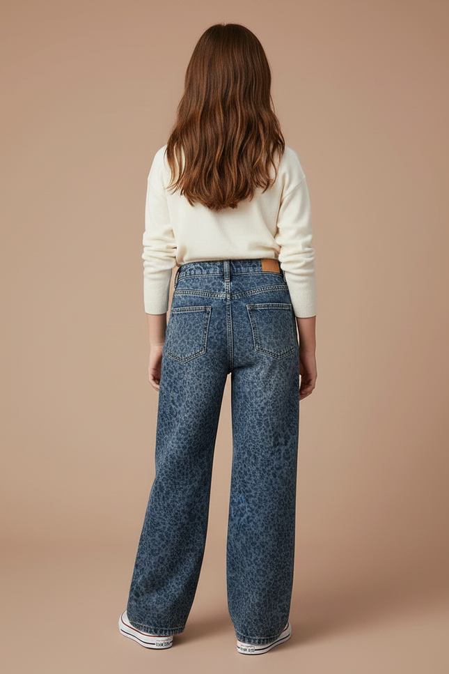 Pantalon Léopard Denim Ample Imprimé Fille Hiver - Jean - vue 2
