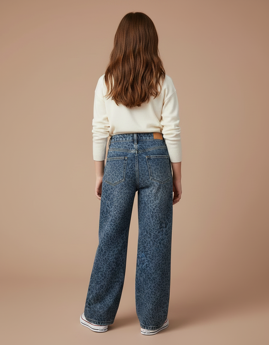 Pantalon Léopard Denim Ample Imprimé Fille Hiver - Jean - vue 2