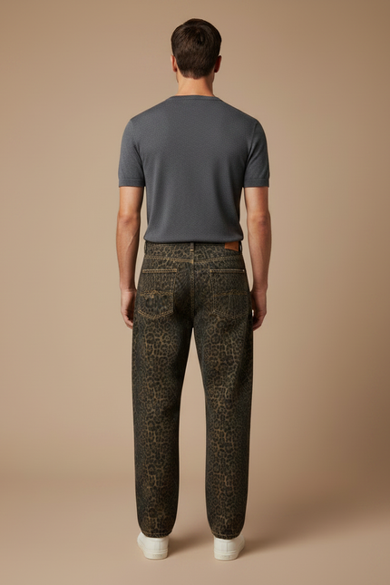 Pantalon Imprime Leopard - Imprimé Jean - vue 2