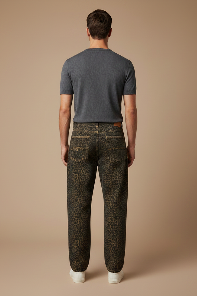 Pantalon Imprime Leopard - Imprimé Jean - vue 2