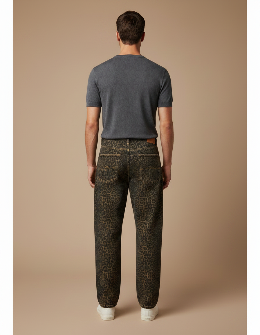 Pantalon Imprime Leopard - Imprimé Jean - vue 2