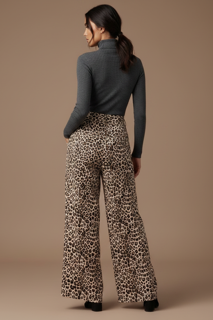 Pantalon Léopard Ample Imprimé Fluide Femme Chic - Viscose - vue 2