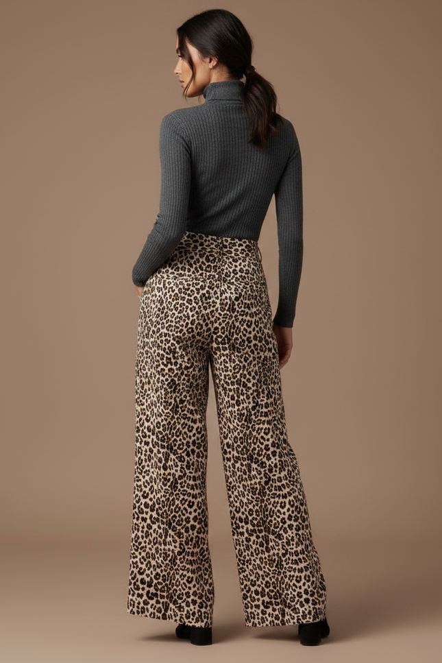 Pantalon Léopard Ample Imprimé Fluide Femme Chic - Viscose - vue 2